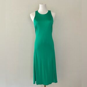 Ralph Lauren Emerald Green Sleeveless Silky Midi Dress Size 6